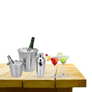 Complete bar set met 4x Margarita cocktailglazen en cocktailshaker