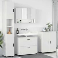 Badkamermeubelset 4 pcs Wit 30 x 35 x 192 cm Bewerkt hout