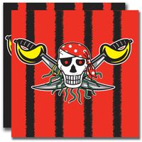 60x Piraten themafeest servetten rood/zwart 33 x 33 cm papier - thumbnail