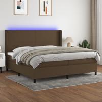 Boxspring met matras en LED stof donkerbruin 200x200 cm