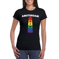 Gay Pride Amsterdammertje shirt zwart dames - thumbnail