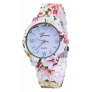 Geneva Platinum horloge Flower Print Pink