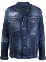 DSQUARED2 veste en jean à détails effilochés - Bleu