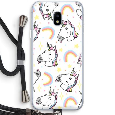 Rainbow Unicorn: Samsung Galaxy J3 (2017) Transparant Hoesje met koord