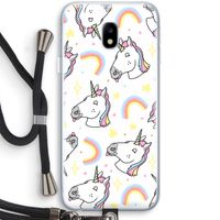 Rainbow Unicorn: Samsung Galaxy J3 (2017) Transparant Hoesje met koord