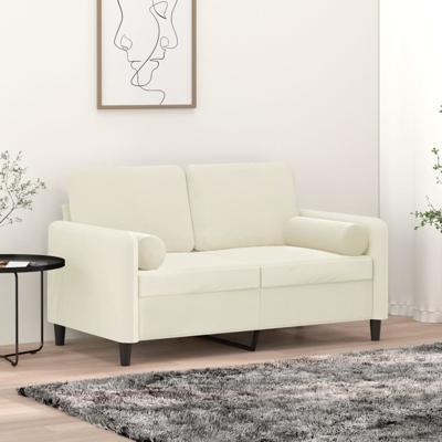 Sierkussens 2 st 15x50 cm fluweel crèmekleurig