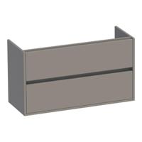 Brauer Adore - Onderkast Ondiep - 100 cm - met 2 Softclose Lades Greeploos en 1 Sifon Uitsparing - Mat Taupe