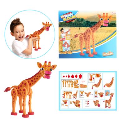 Toi-Toys 3d puzzel giraffe junior 31,5 cm foam oranje 104-delig