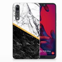 Huawei P20 Pro | TPU | Siliconen hoesje | Marmer Wit Zwart - Origineel Cadeau Man