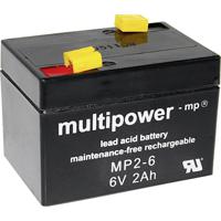 multipower MP2-6 Loodaccu 6 V 2 Ah Loodvlies (AGM) (b x h x d) 75 x 53 x 51 mm Kabelschoen 4.8 mm Onderhoudsvrij, Geringe zelfontlading - thumbnail