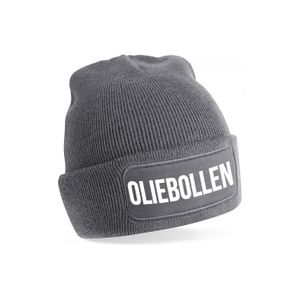 Oliebollen muts unisex - one size - grijs - apres-ski muts One size  -