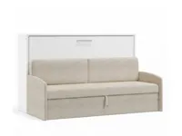 Eenpersoons bedkast met bank crème