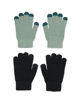 HEMA Kinderhandschoenen met touchscreen - 2 paar zwart (zwart)