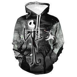 De nachtmerrie voor Kerstmis Jack Skellington Trui met capuchon Cartoon Manga Anime 3D Voorvak Grafisch Kangoeroe zak Voor Voor Stel Voor heren Dames Volwassenen Halloween Carnaval Maskerade 3D Lightinthebox