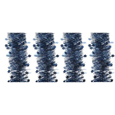 4x Donkerblauwe ster kerstslinger 10 x 270 cm kerstboom versieri