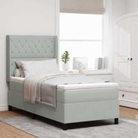 Boxspringbed met matras en LED fluweel lichtgrijs 90x190 cm