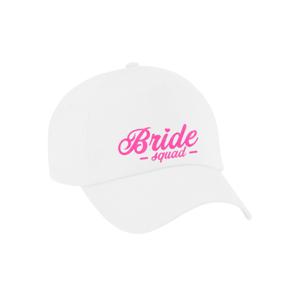 Vrijgezellenfeest pet voor dames - Bride Squad - wit - roze glitters - bruiloft/trouwen