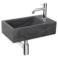 Differnz Furan fonteinset natuursteen kraan gebogen chroom 40 x 23 x 11 cm