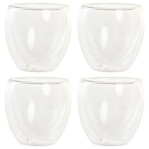 Koffieglazen/theeglazen dubbelwandig - set 4x - espresso glazen - 100 ml