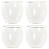 Koffieglazen/theeglazen dubbelwandig - set 4x - espresso glazen - 100 ml - thumbnail