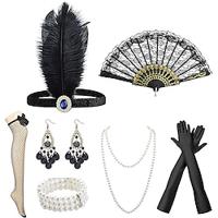 Vintage Jaren 1920 Gatsby Jaren '20 flapper hoofdband Accessoireset Ketting Oorbel Charleston Dames Veer Modieus Maskerade Festival Handschoenen Lightinthebox - thumbnail