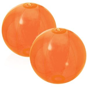 2x stuks opblaasbare strandballen Beach fun plastic oranje 28 cm