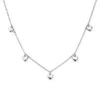 Gerhodineerd 925 Zilveren Collier met Hartjes - Verstelbaar 41-45cm