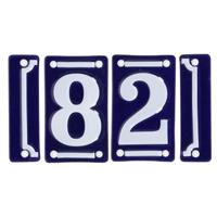Best for Boots huisnummer 82 - met sierrand - Oudhollands - emaille - blauw/wit
