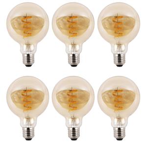 Zigbee e27 spiraal filament lamp dual white g95 amberkleurig - voordeelset van 6