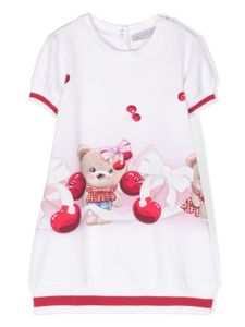 Monnalisa robe à imprimé Teddy Bear - Blanc