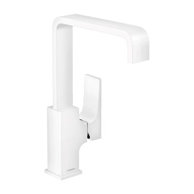 Hansgrohe Wastafelmengkraan Metropol Eengreeps 230 met Rechte Greep en Push-Open Afvoer Mat Wit