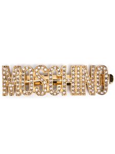 Moschino barrette strassée à plaque logo - Or