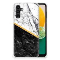 Samsung Galaxy A13 | A04s | TPU | Siliconen hoesje | Marmer Wit Zwart - Origineel Cadeau Man Samsung Galaxy A13 | A04s | TPU | Siliconen hoesje | Marmer Wit Zwart - Origineel Cadeau Man