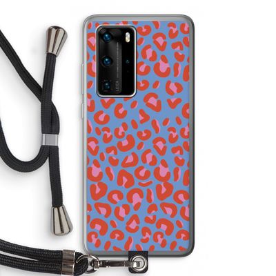 Leopard blue: Huawei P40 Pro Transparant Hoesje met koord