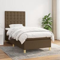 Boxspring met matras stof donkerbruin 90x190 cm