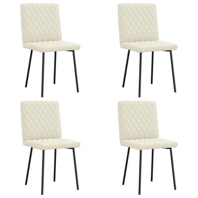 Eetkamerstoelen 4 st fluweel crèmekleurig