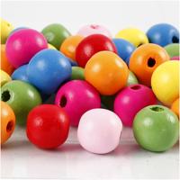 Creativ Company Houten kralen, d 12 mm, gatgrootte 2,5-3 mm, ca. 800 stuk, diverse kleuren, 500 gr/ 1 zak