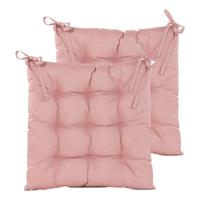 Stoelkussen gewatteerd - 2x - oud roze - 38 x 38 cm - binnen/buiten