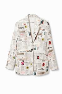 Blazer met krantenprint - WHITE - M