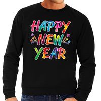 Gekleurde happy new year sweater / trui zwart voor heren 2XL (56)  -