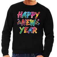 Gekleurde happy new year sweater / trui zwart voor heren 2XL (56)  - - thumbnail