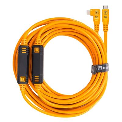 Tether Tools TetherPro 31&apos; (9.4m), USB-C Straight to Right, High Visibility Orange