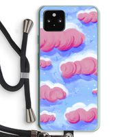 Roze wolken met vogels: Pixel 5a 5G Transparant Hoesje met koord