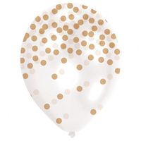 Ballonnen met confetti print goud - 6 stuks