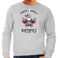 Grote maten foute Kersttrui / outfit Santas angels Northpole grijs voor heren - thumbnail