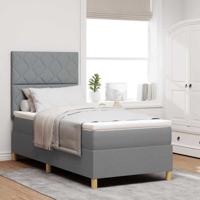 Boxspringbed met Matras & LED Lichtgrijs 90x190 cm Stof