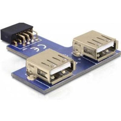 Delock 41824 USB-pinheader female > 2 x USB 2.0 female - omhoog