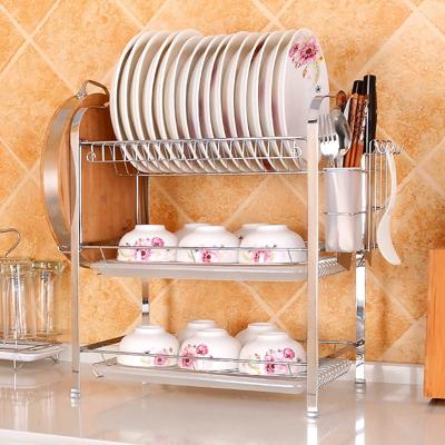 Multifunctionele keuken roestvrijstaal drie lagen bloem vorm staalblad rek opknoping Bowl schotel houder