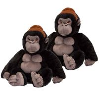 2x stuks kinder knuffels gorilla aap van 20 cm - Knuffeldier