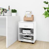 Kast verrijdbaar 46x36x59 cm spaanplaat hoogglans wit